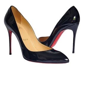 Christian Louboutin Corneille 100 Patent Leather Pumps Black Stilettos 38.5